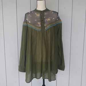 FREE PEOPLE | Hearts And Colors Sheer Floral Tunic Top